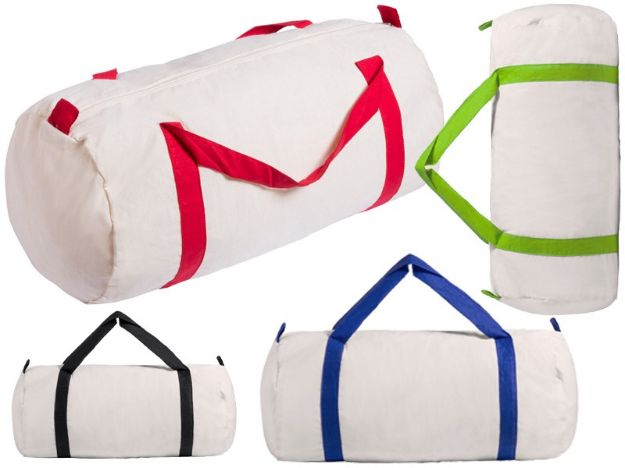 katoenen sportttas met gekleurde hengsels.