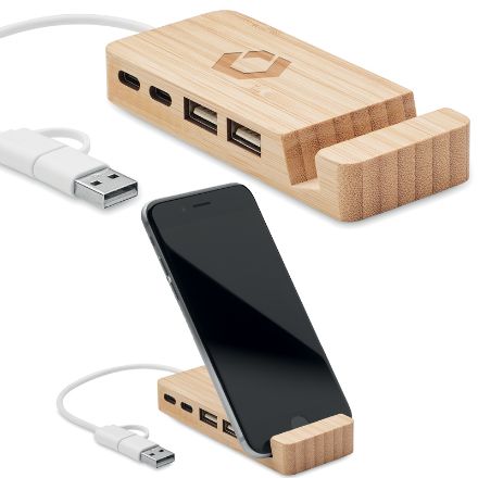 bamboe usb hub 4 poorten