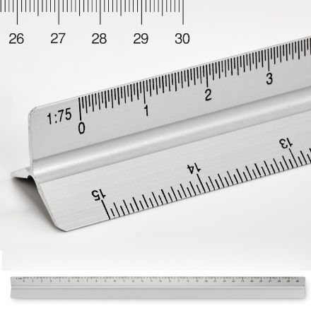 3 hoekige aluminium liniaal 30cm