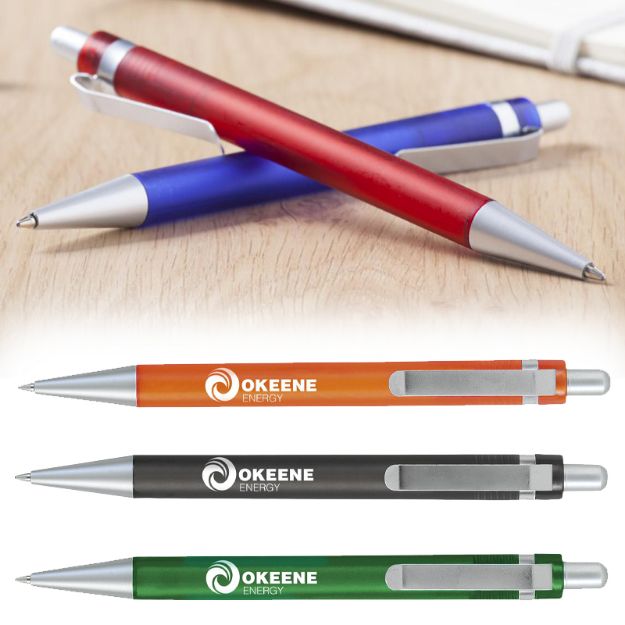 blauwschrijvende balpen met gekleurde houder girls