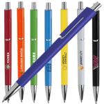 blauwschrijvende balpen met uniek design.