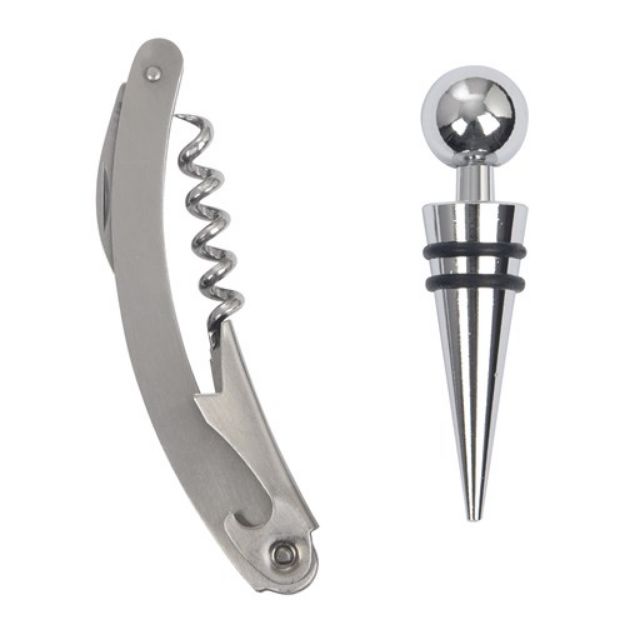 2-delige wijnset duet bestaande uit flesstopper en