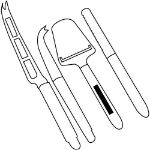 4-delige kaasmessen set van roestvrij staal