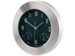 aluminium wandklok met thermometer en hygrometer