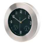 aluminium wandklok met thermometer en hygrometer