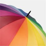 golfparaplu in regenboogkleuren met 16 panelen.