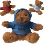 kleine, pluche beer met hooded shirt.