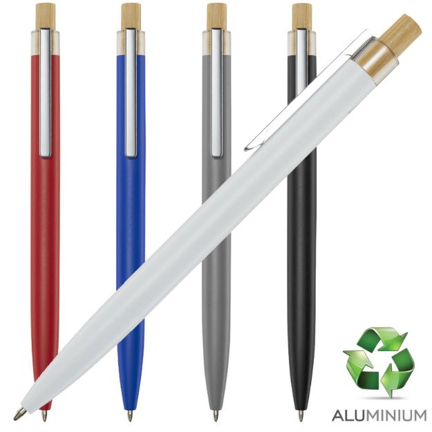 nooshi balpen van gerecycled aluminium zwarte inkt