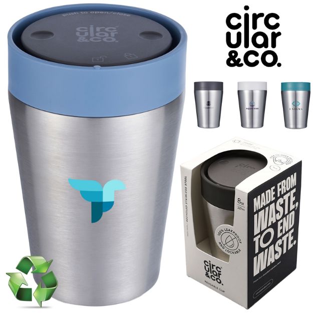 circular recycled rvs koffiebeker 225 ml