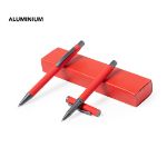 set balpen en rollerpen aluminium blauwschrijvend