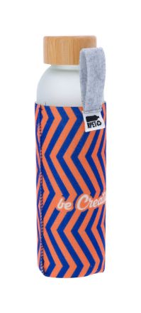 glazen drinkfles met vilten bedrukt etui 500 ml
