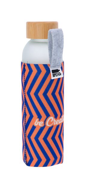 glazen drinkfles met vilten bedrukt etui 500 ml
