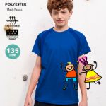 kinder t-shirt 135 gr/m2 polyester 4-6/6-8/10-12 j