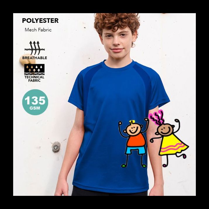kinder t-shirt 135 gr/m2 polyester 4-6/6-8/10-12 j