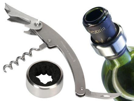 2-delige wijngeschenkset: kelnermes-druppelvanger