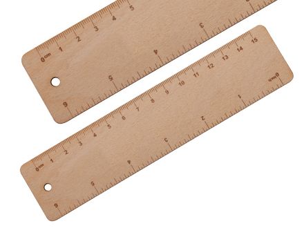 houten liniaal, 15 cm.