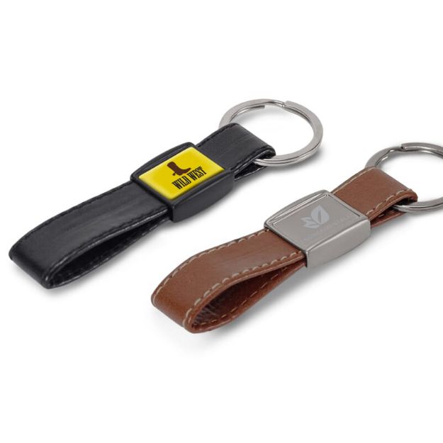 sleutelhanger metaal met echt leer