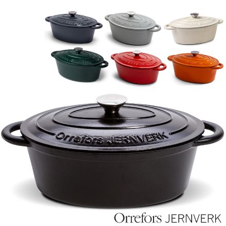 orrefors jernverk ovale geêmalleerde braadpan