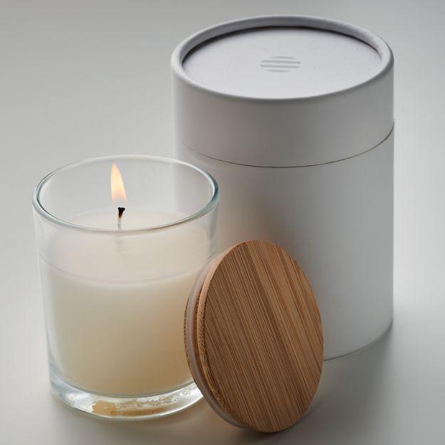 geurkaars vanille in glazen houder