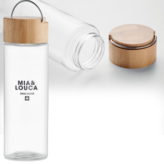 glazen fles 500 ml bamboe dop