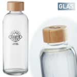 glazen drinkfles bamboe dop 650 ml