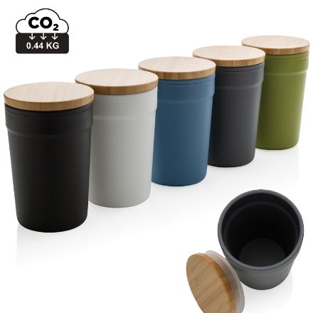 gerecycled pp mok met bamboe deksel 300 ml