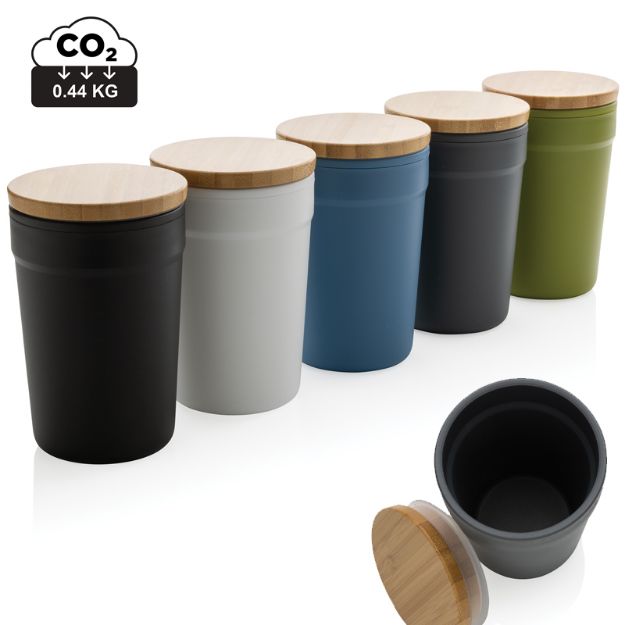 gerecycled pp mok met bamboe deksel 300 ml