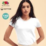 wit dames t-shirt katoen 140 gr fruit of the loom