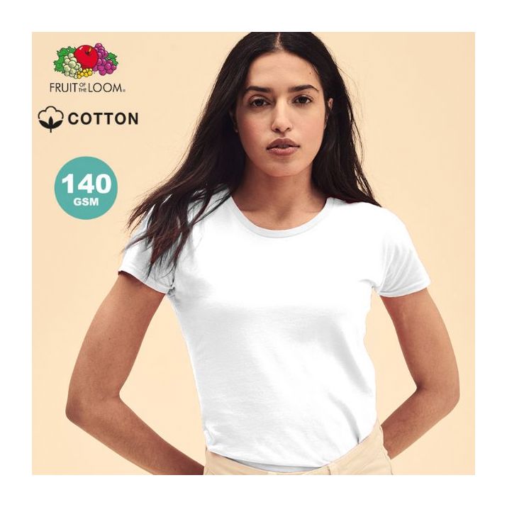 wit dames t shirt katoen 140 gr fruit of the loom HaroGifts