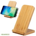 bamboe draadloze oplader met telefoonhouder dimper