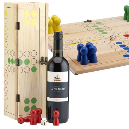 rackpack wijnkist en gezelschapspel ludo