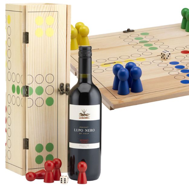 rackpack wijnkist en gezelschapspel ludo