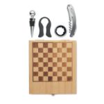 schaakbord wijnset in bamboe kist