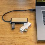 link recycled plastic en bamboe dubbele usb-hub