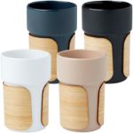 fika keramieken beker met bamboe hoes 340 ml