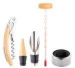 wijnset in bamboe doos met 4 houten accessoires.