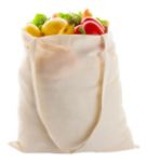 herbruikbare, katoenen winkeltas met lange hengsel