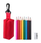 pen etui met 10 kleurpotloden - rood