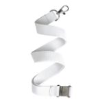 polyester lanyard met karabijnhaak en gesp - wit