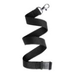 polyester lanyard met karabijnhaak en gesp - zwart