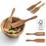 set van twee besteksets in acaciahout