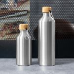 aluminium drinkfles met bamboe dop yorix 400 ml