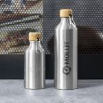 aluminium drinkfles met bamboe dop yorix 400 ml
