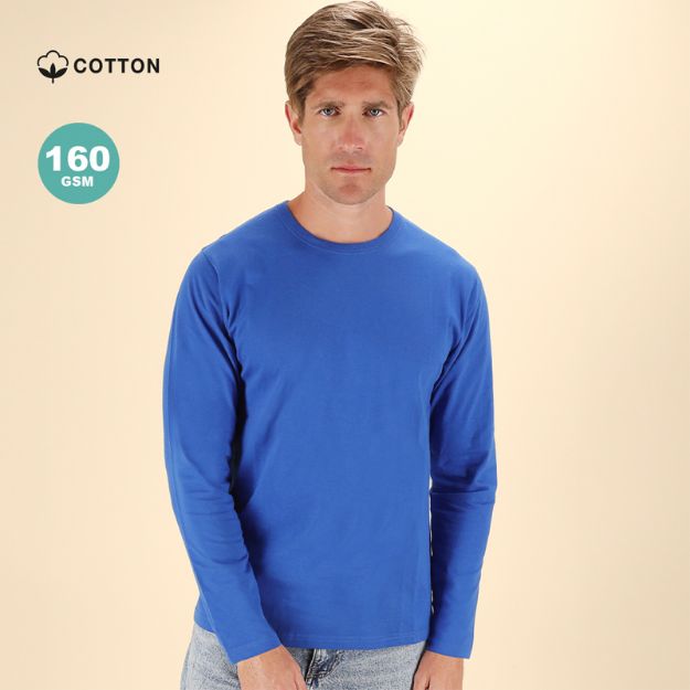 katoenen t-shirt lange mouw 160 g/m2 hawk s-xxxl