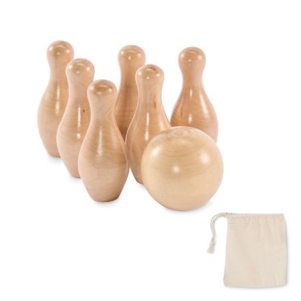mini dennenhouten bowling set