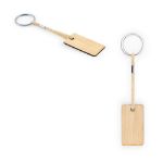 rechthoekige bamboe sleutelhanger met pet koord