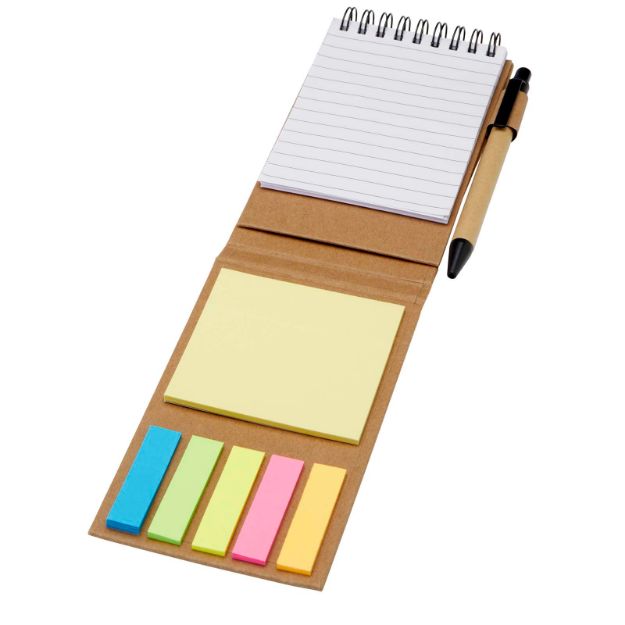 flipper blok met sticky notes balpen zwarte inkt