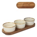 insideout houten standaard met 3 keramische kommen