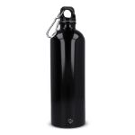 rvs enkelwandige fles met karabijnhaak 750 ml - zwart