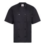 keukenjas in popeline met korte mouwen xs-3xl - zwart